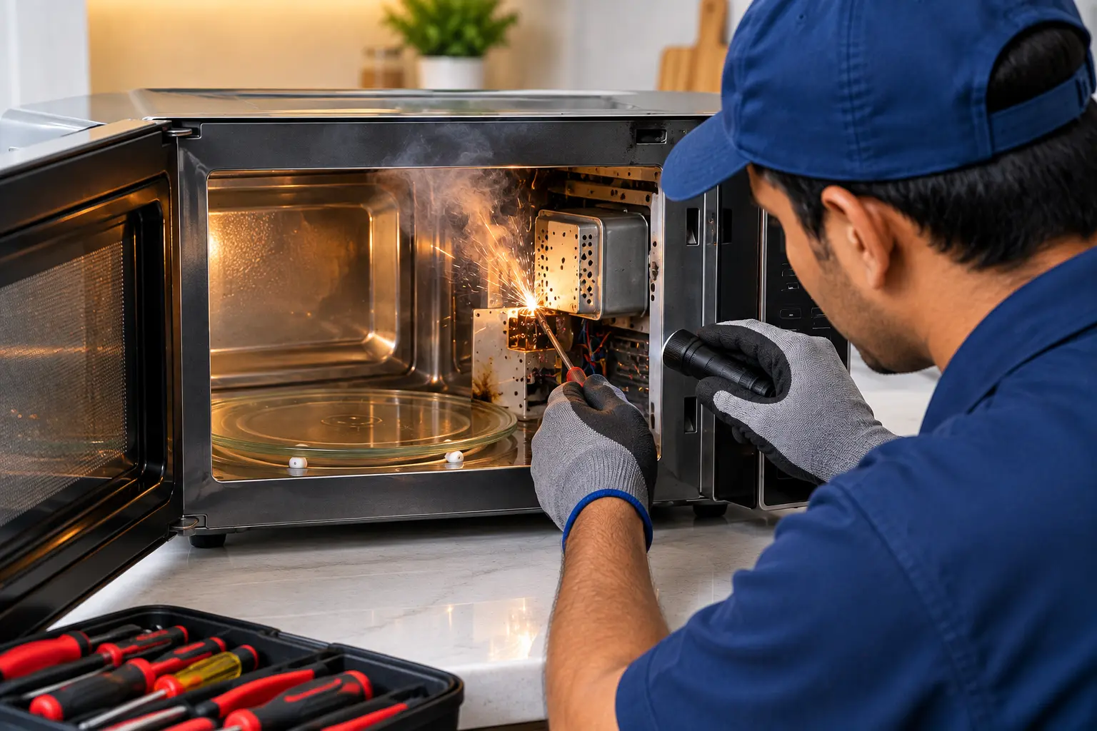 Microwave Sparking & Burning Smell Repair - FX Recare